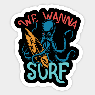 Surfing Octopus Sticker